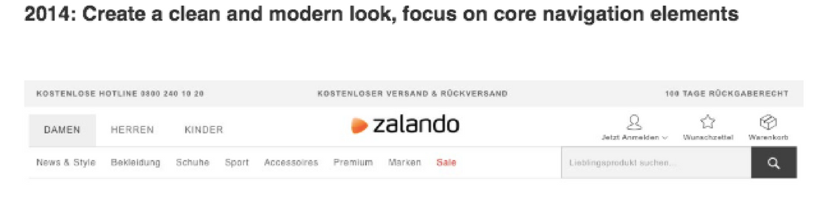 Zalando's website banner in 2014