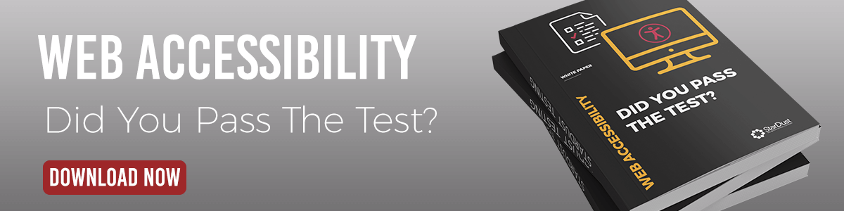 Image of a white paper with caption "Web accessibility: Did you pass the test."