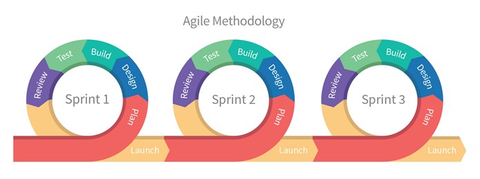 agile model has multiple phases including the plan phase, design phase, build phase, test phase, and review phase. 
