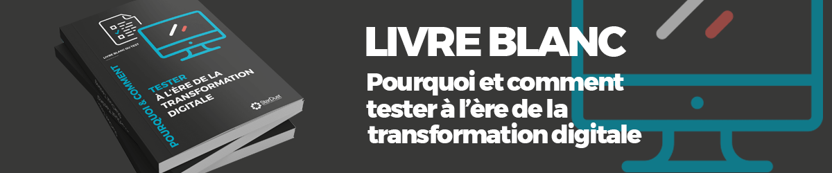 L'image d'un livre blanc avec le titre : Pourquoi et comment tester à l’ère de la transformation digitale.